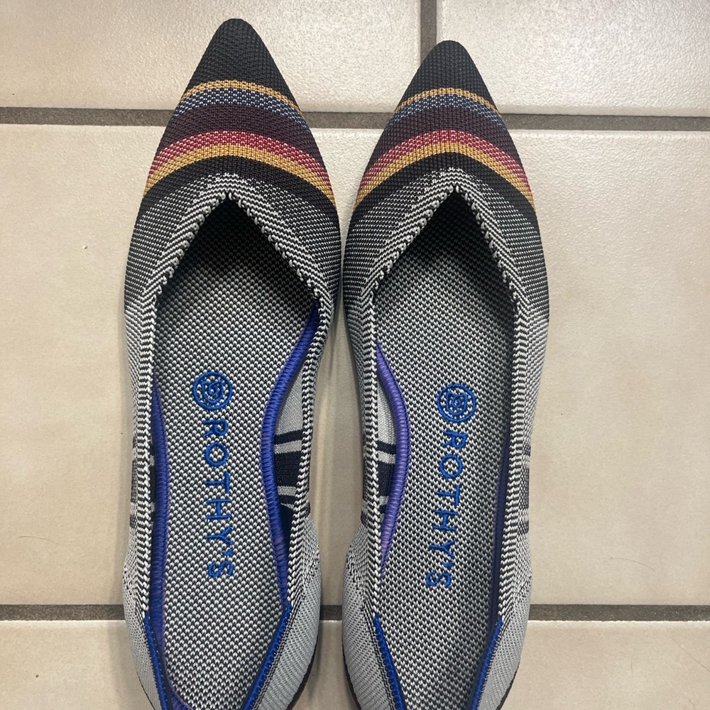 Rothy's The Point Inverse Stripe Flats